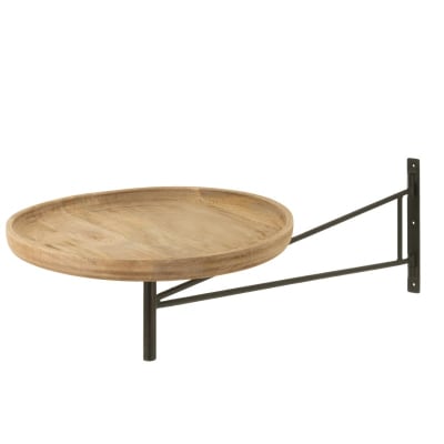 Table murale pivotante ronde bois/métal naturel 111cm