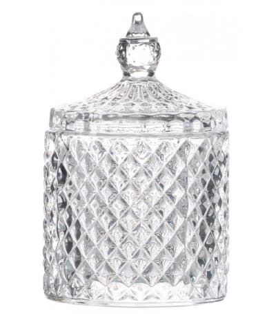 Boîte rangement ronde salle de bain verre 8,5x13cm