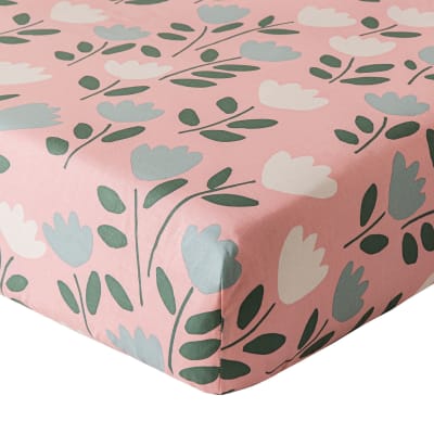 Drap-housse en coton bleu ciel grisé 90x190cm