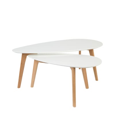 Set de 2 tables d'appoint en bois blanc