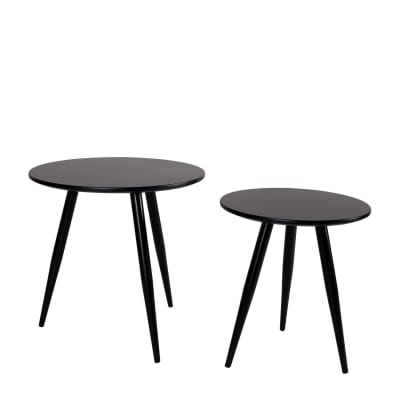 Set de 2 tables d'appoint en bois noir