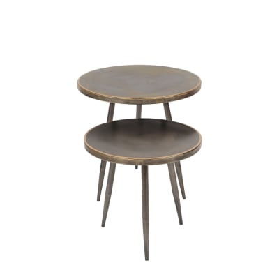 Set de 2 tables d'appoint en métal brossé argenté
