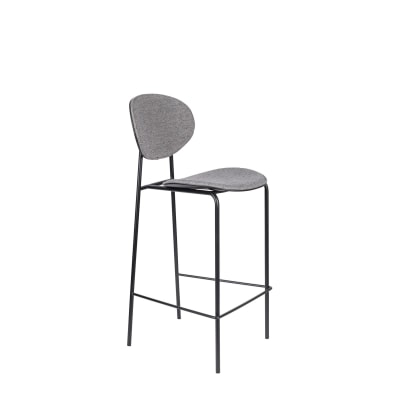 Chaise de comptoir en tissu gris