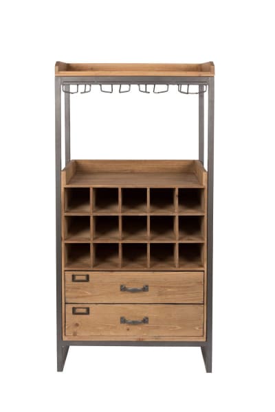 Meuble bar vintage en bois et métal