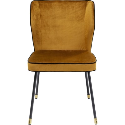 Chaise en velours ocre et acier