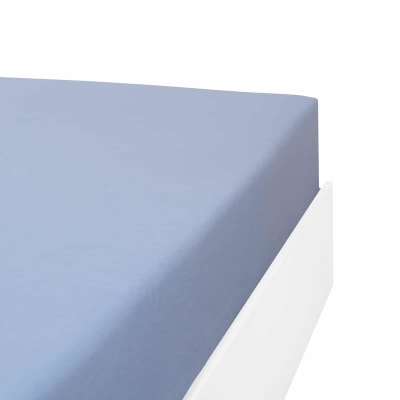 Drap housse flanelle en molleton bleu ciel 160x200 cm