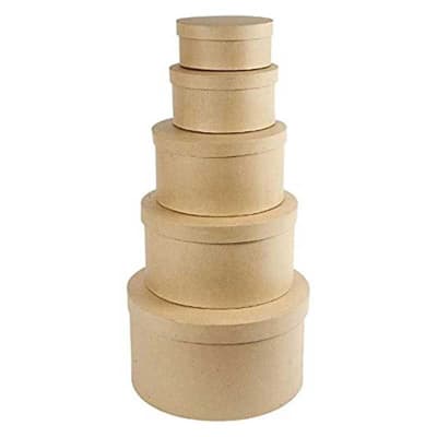 5 boîtes gigognes rondes en carton 9 x 16,5 cm à 19 x 35,5 cm