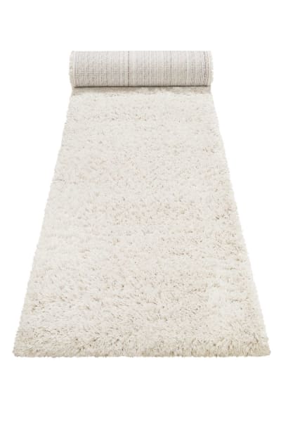Tapis de couloir uni blanc beige 100% de matière recyclée 80x230