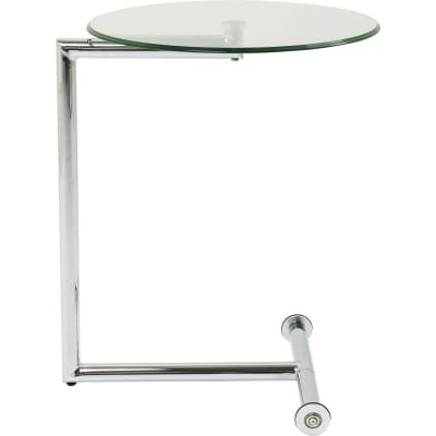 Table d'appoint en verre et acier chromé
