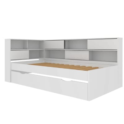 Lit cosy avec tiroir effet bois blanc 90x190 cm