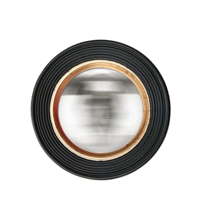 Miroir rond convexe 38,5cm noir et doré