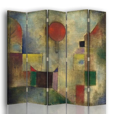 Paravent - Cloison Ballon Rouge - Paul Klee cm 180x170 (5 volets)