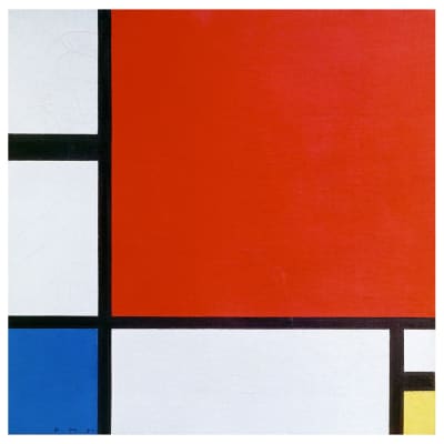 Tableau composition II en rouge, bleu et jaune Piet Mondrian 90x90cm