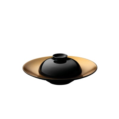 Assiette de présentation profonde et bol noir en porcelaine