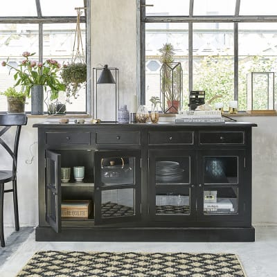 Buffet en acajou massif noir 160 cm