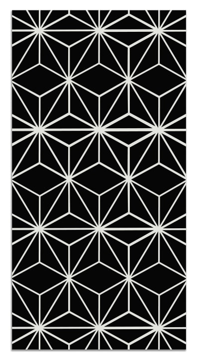 Tapis vinyle lignes d'étoiles noirs 80x150cm