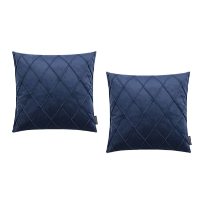 Housses de coussin velours relief pli cousu bleu 50x50-lot de 2