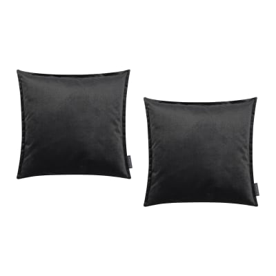 Housses de coussin velours avec volant piqué anthracite 45x45-lot de 2