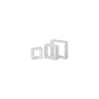 Set de 3 étagères murales en bois MDF blanc - 25x25x9cm