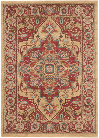 Tapis traditionnel en polypropylène rouge/beige, 122 x 170 cm
