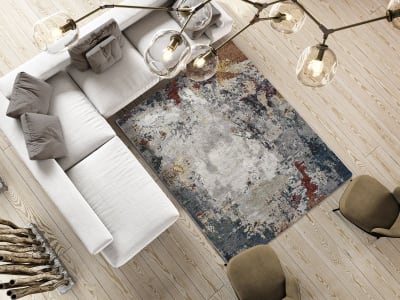Tapis descente de lit gris/multicolore 60x120 cm