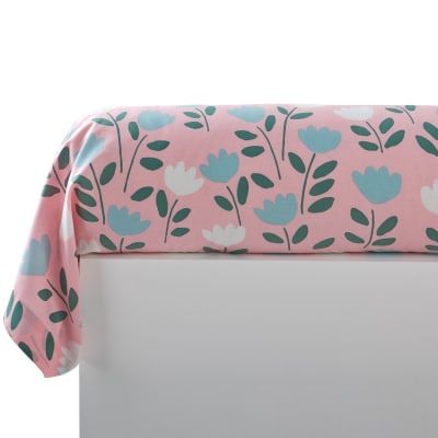 Traversin moelleux en coton bleu ciel grisé 85x140cm