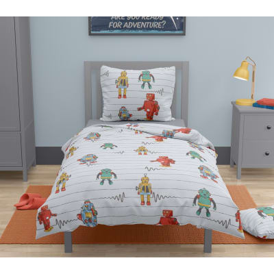 Parure de couette enfant 100% coton - Gris Clair - 140x200