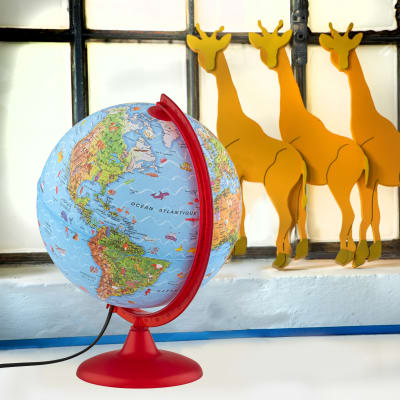 Globe terrestre illustré 25 cm lumineux   textes en français