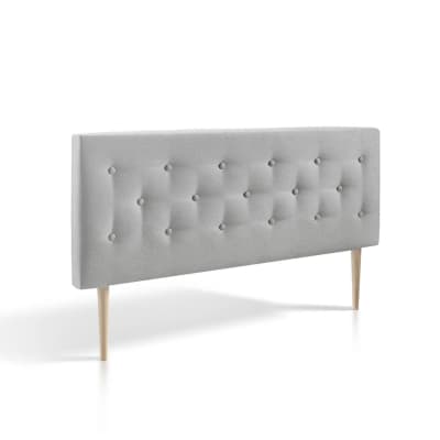 Tête de lit 140x100 cm, capitonnée tissu gris