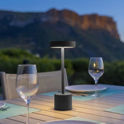 Lampe de table sans fil acier gris h30cm