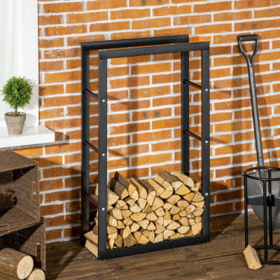 Range bûches design contemporain rectangulaire h100 cm métal noir