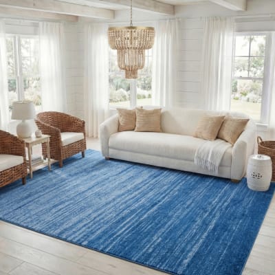 Tapis ombre moderne en polypropylène bleu, 155 x 229 cm