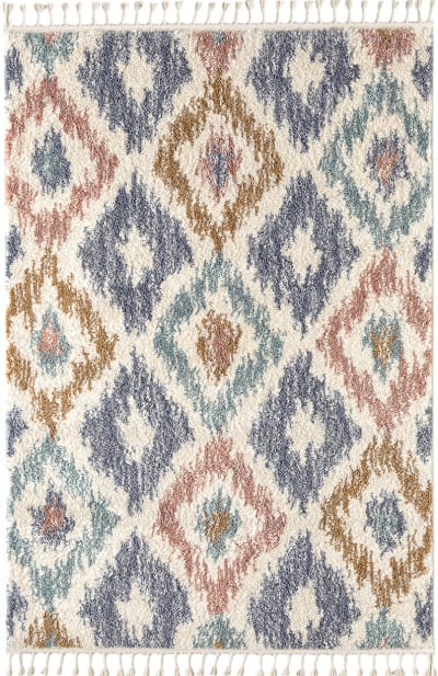 Tapis salon berbere 160x230 à motif géométrique pastel