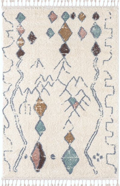 Tapis salon berbere crème 160x230 à frange