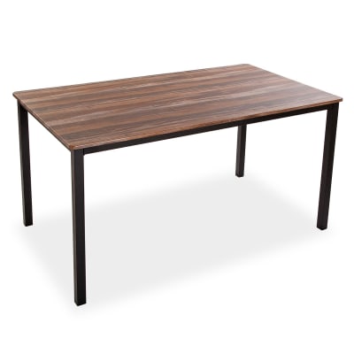 Table à manger pour 6 personnes en imitation bois et métal noir