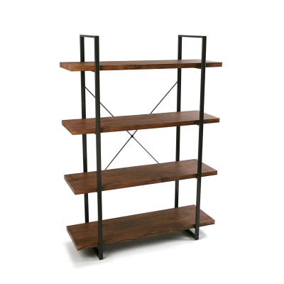 Etagère style industriel imitation bois et métal baldas 4 étagères