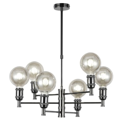 Lustre graphite 6 lumières métal noir rétro