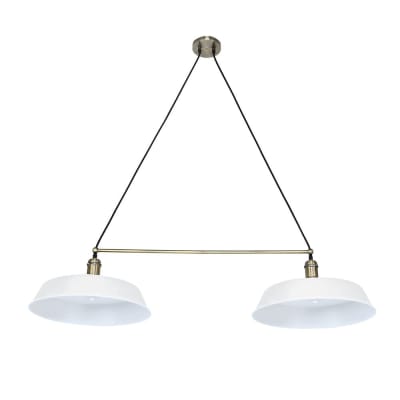Suspension 2 lumières moderne en métal blanc