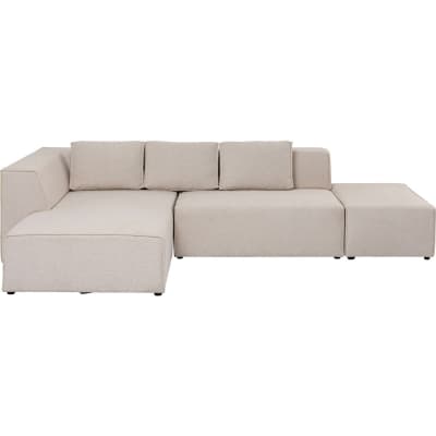 Canapé d'angle gauche 4 places en tissu crème