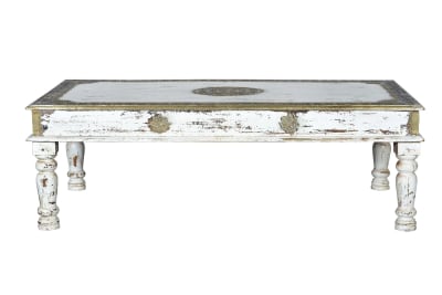 Table basse en manguier blanc vieilli