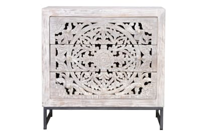 Buffet en manguier et piètement en métal blanc et gris