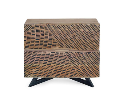 Table de chevet en bois d'acacia et pieds en métal