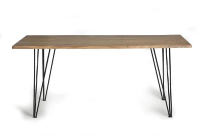 Table à manger en bois d'acacia naturel et pieds en métal 10 places