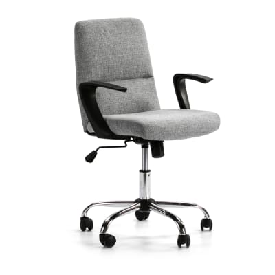 Fauteuil de bureau relevable/reclinable matelassé tissu gris clair