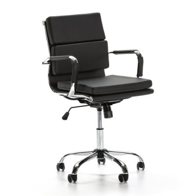 Fauteuil de bureau inclinable noir, cuir synthétique