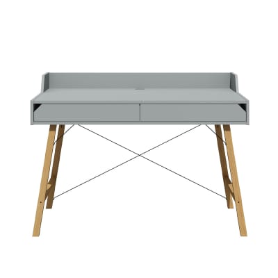 Bureau 2 tiroirs lotta panneaux mdf et stratifiés gris