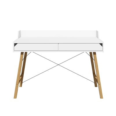 Bureau 2 tiroirs lotta panneaux mdf et stratifiés blanc