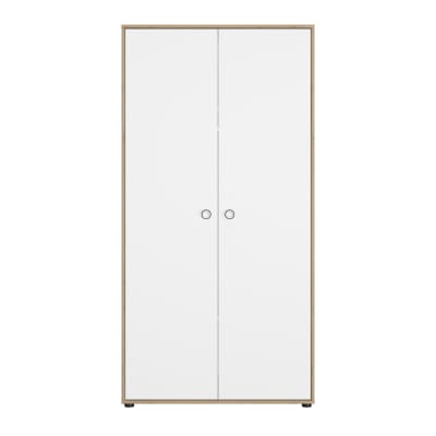 Armoire 2 portes style moderne effet bois chêne beige pour chambre