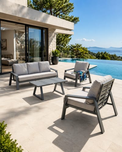 Salon de jardin 5 places en aluminium