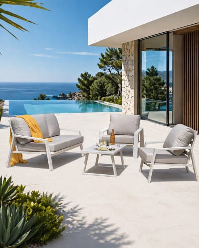 Salon de jardin 5 places en aluminium